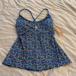 Patagonia Glassy Dawn Blue Tankini Top in blue floral size Small - NWT
